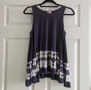Blue and White Tie Die Flowy Tank